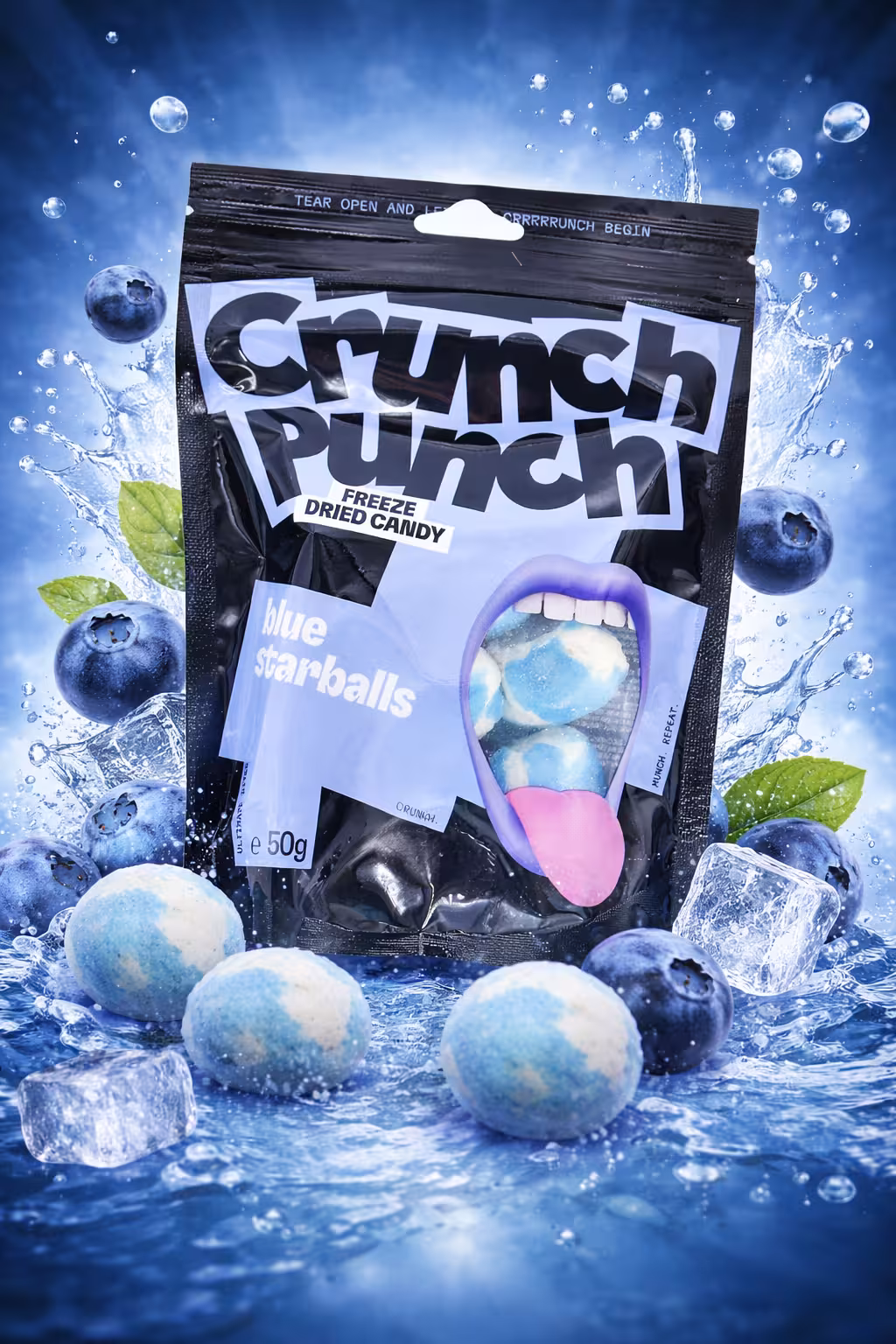 Crunch Punch - Blue Starballs - Freeze Dried Candy - 50g